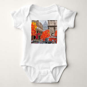 Rain-Soaked Rome Vintage Poster Baby Bodysuit