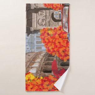 Rain-Soaked Rome Vintage Poster Bath Towel