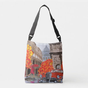 Rain-Soaked Rome Vintage Poster Crossbody Bag