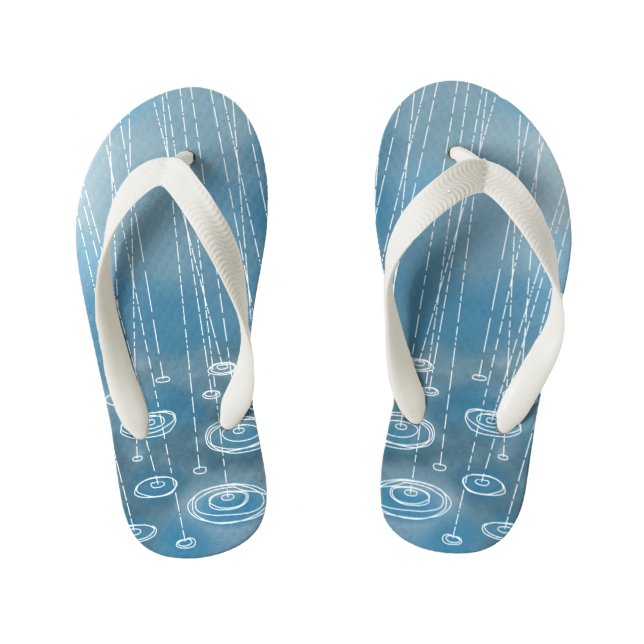 Rain Storm Blue Kid's Thongs (Footbed)