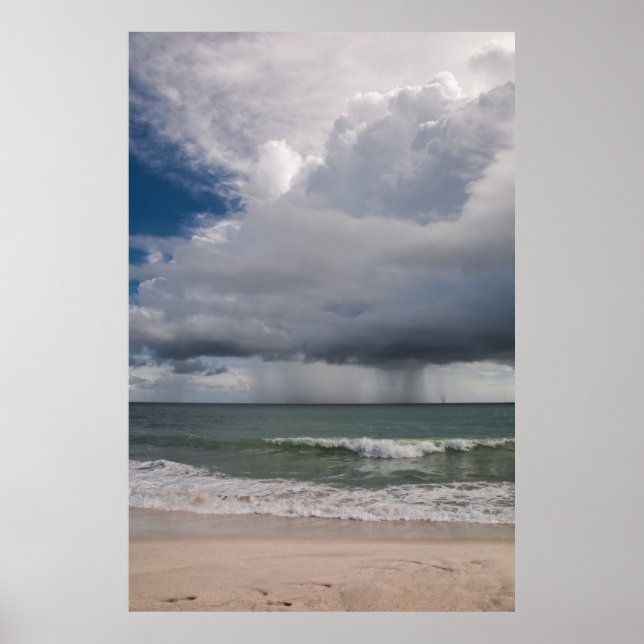 Rain Storm Over The Atlantic Ocean Poster (Front)