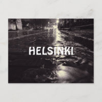 Rain water flowing on a Helsinki street Postcard