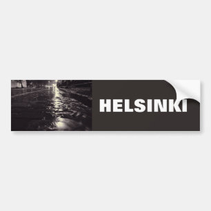 Rain water flowing on the streets of Helsinki Bumper Sticker