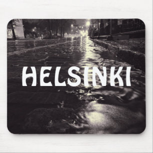 Rain water flowing on the streets of Helsinki Mouse Pad