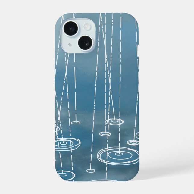 Rain Weather Blue iPhone 15 Case (Back)