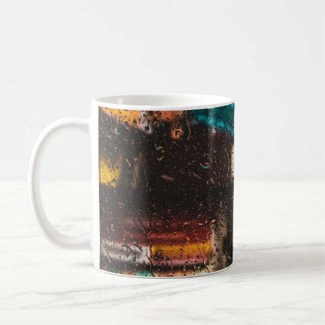 Rain wet water drip window nature coffee mug (Left)