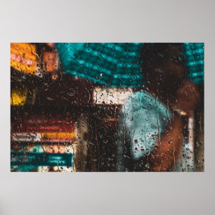 Rain wet water drip window nature poster