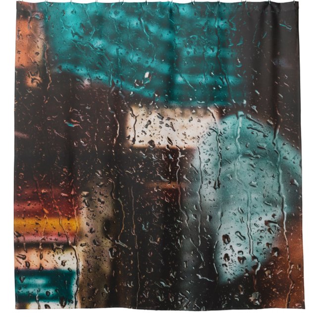 Rain wet water drip window nature shower curtain (Front)