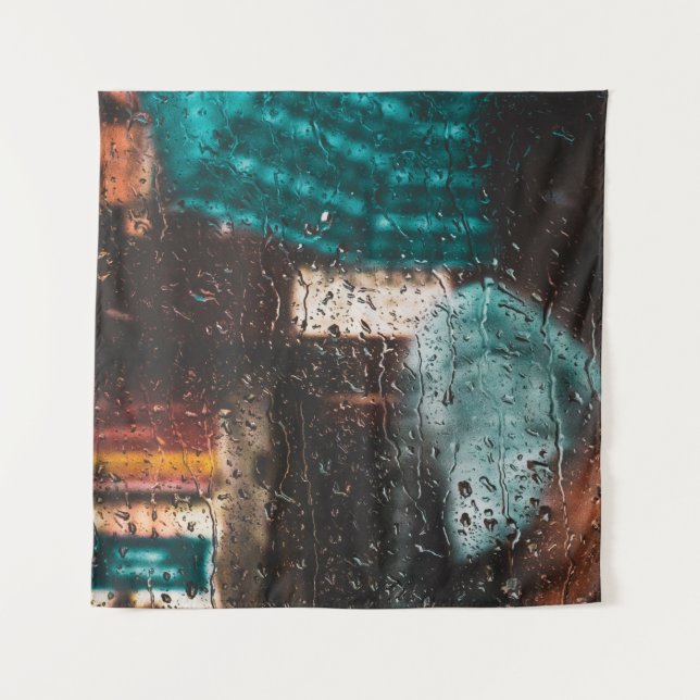 Rain wet water drip window nature tapestry (Front)