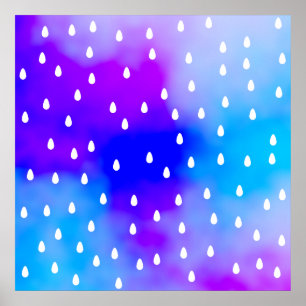 Rain with blue and purple cloudy sky. poster