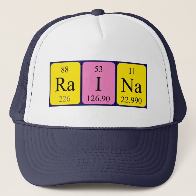 Raina periodic table name hat (Front)