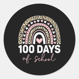 Rainbow 100 Days Of School Teacher Kids 100 Days S Classic Round Sticker