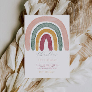 Rainbow 1st Birthday,  Invitation
