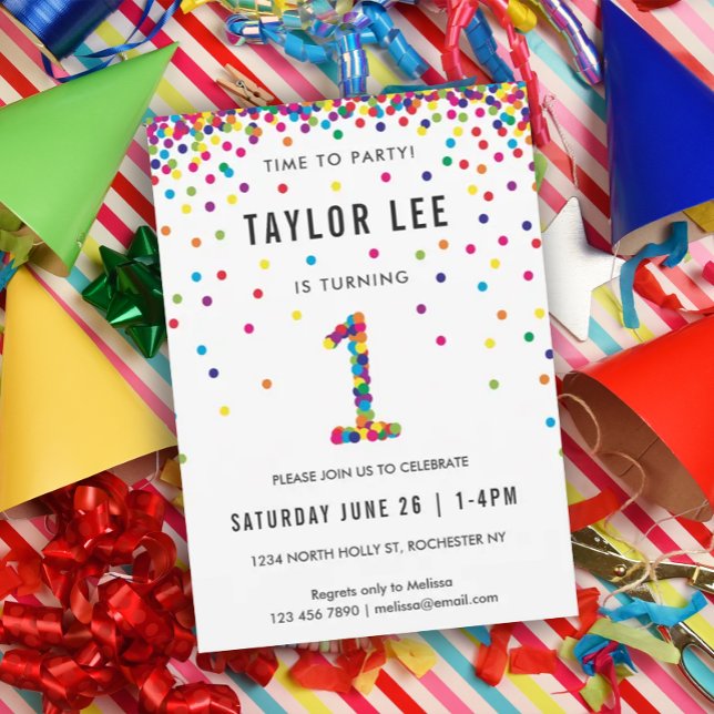 Rainbow 1st Birthday Party, First Birthday Invitation (Creator Uploaded)