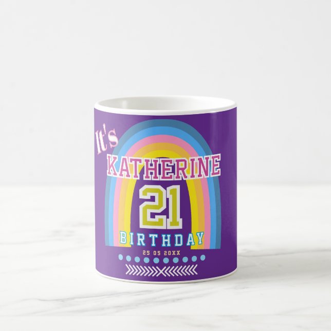 Rainbow 21 Birthday Purple Coffee Mug (Center)