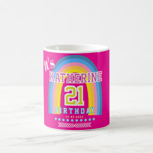 Rainbow 21st Birthday Hot Pink Coffee Mug