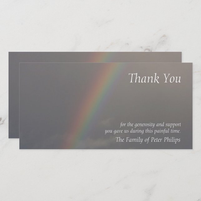 Rainbow 3 Sympathy Thank You Photo Card (Front/Back)