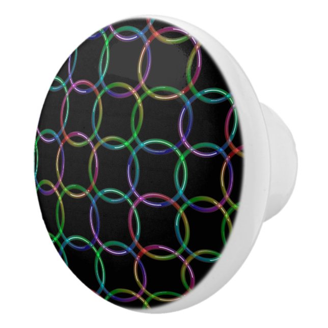 Rainbow 3D interlocking rings + your ideas Ceramic Knob (Right)
