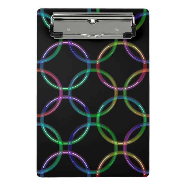 Rainbow 3D interlocking rings + your ideas Mini Clipboard (Front)