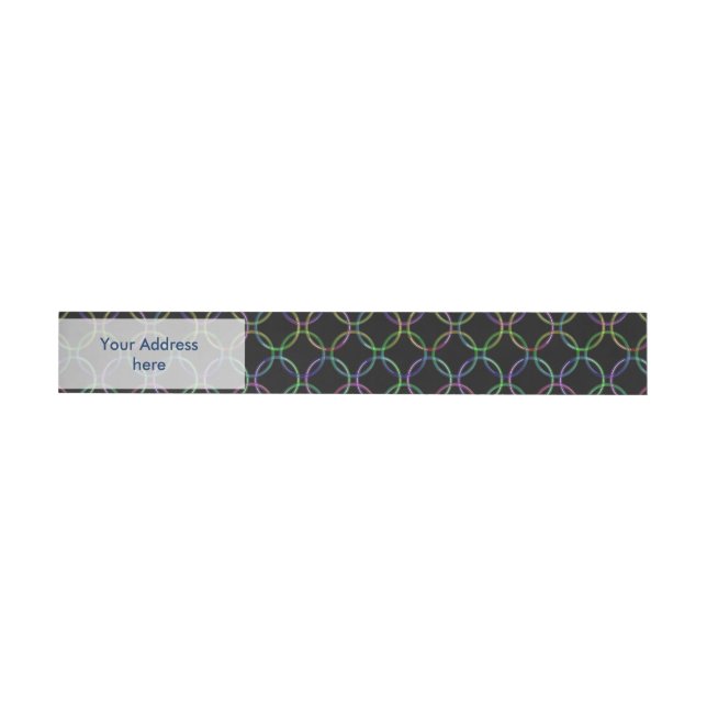 Rainbow 3D interlocking rings + your ideas Wraparound Address Label (Individual)