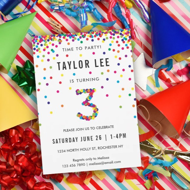 Rainbow 3rd Birthday Party, Third Birthday Invitation (Creator Uploaded)