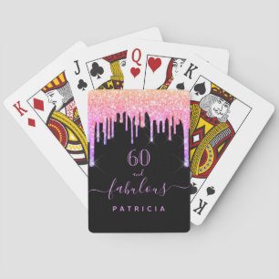 Rainbow 60 fabulous glitter black pink glamourous playing cards