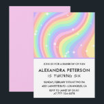Rainbow 6th birthday invitations Pastel Cute<br><div class="desc">Rainbow 6th birthday invitations Pastel</div>