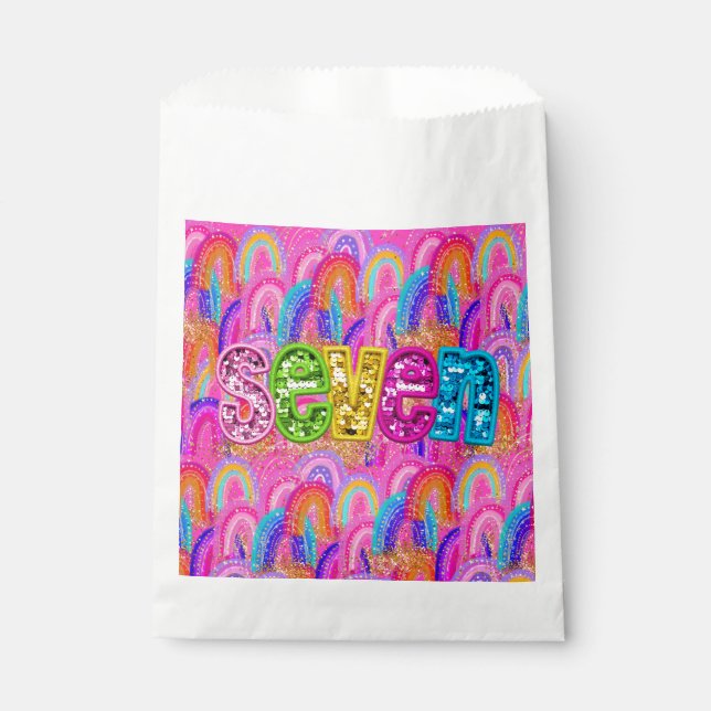 Rainbow 7th Birthday Favour Bag (Front)