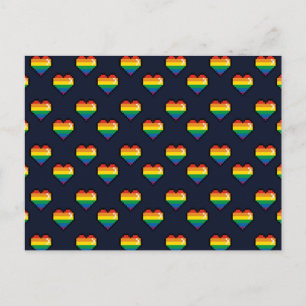 Rainbow 8 Bit Heart Pattern Holiday Postcard
