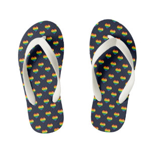 Rainbow 8 Bit Heart Pattern Kid's Thongs