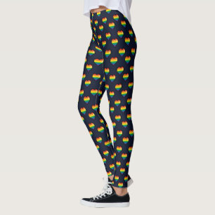Rainbow 8 Bit Heart Pattern Leggings