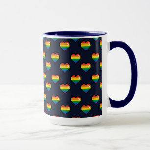 Rainbow 8 Bit Heart Pattern Mug