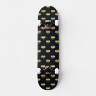 Rainbow 8 Bit Heart Pattern Skateboard