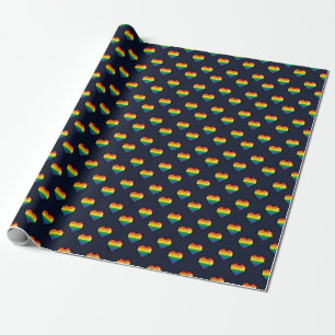 Rainbow 8 Bit Heart Pattern Wrapping Paper