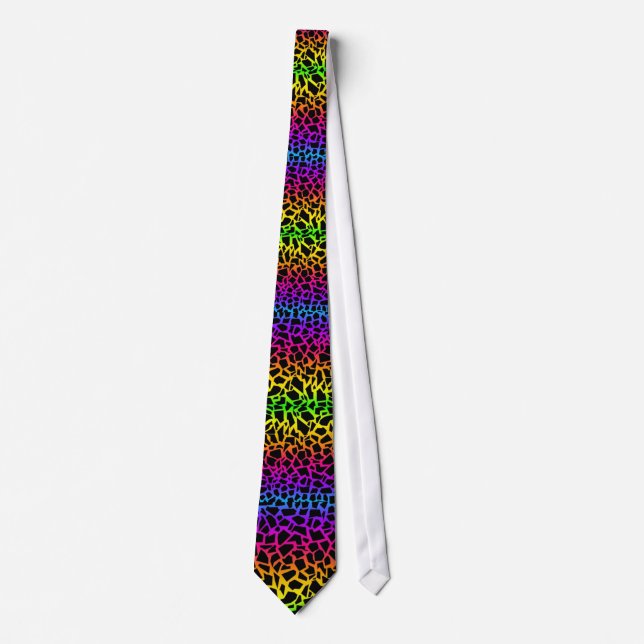 Rainbow abstract animal print tie (Front)