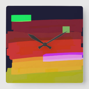 Rainbow Abstract Art Square Wall Clock