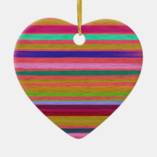 Rainbow abstract art stripes modern ceramic tree decoration