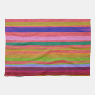 Rainbow abstract art stripes modern tea towel