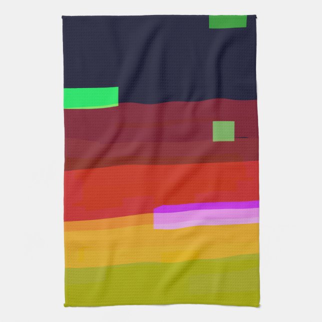Rainbow Abstract Art Tea Towel (Vertical)