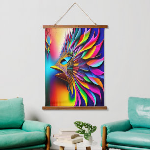 Rainbow Abstract Bird Colour Explosion Hanging Tapestry
