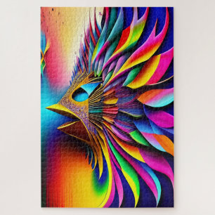 Rainbow Abstract Bird Colour Explosion  Jigsaw Puzzle