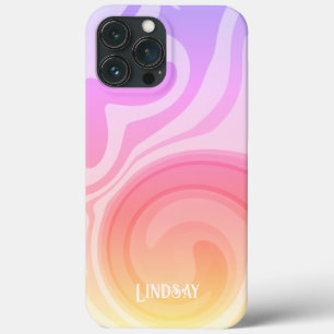 Rainbow Abstract Customise Name Pastel Unique iPhone 13 Pro Max Case