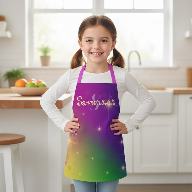 Rainbow Abstract Fairy Lights Butterflies Sparkles Apron (Creator Uploaded)