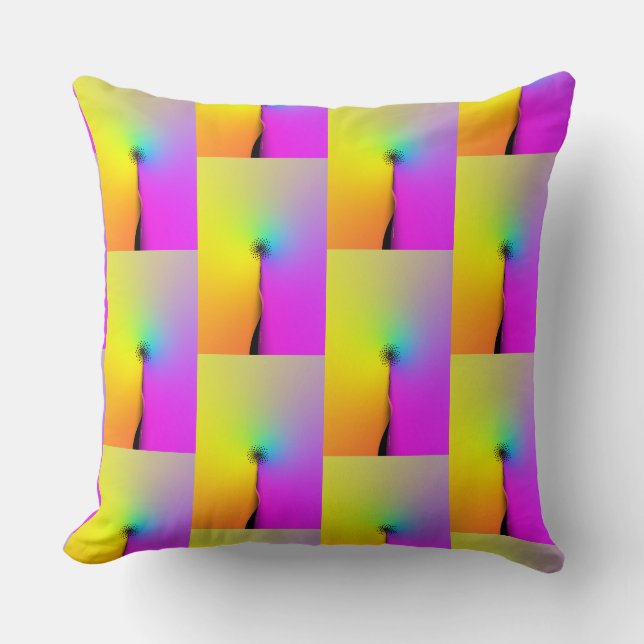 Rainbow Abstract Flower Repeat Throw Pillow (Front)