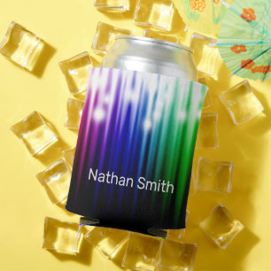 Rainbow abstract Glitter Texture Can Cooler
