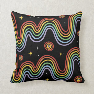 Rainbow Abstract Lines Cushion