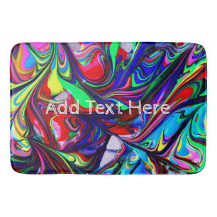 Rainbow Abstract Paint Swirls Bath Mat