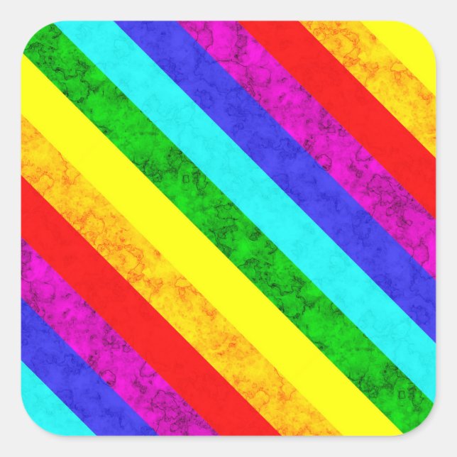 Rainbow abstract pattern square sticker (Front)