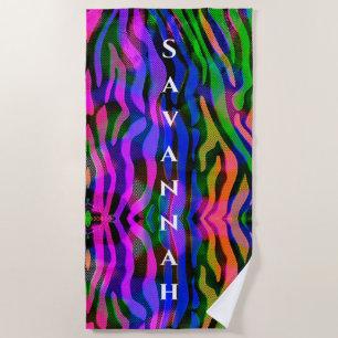 Rainbow Abstract Personalised Beach Towel