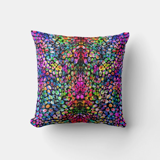 Rainbow Abstract  Print Throw Pillow (Front)